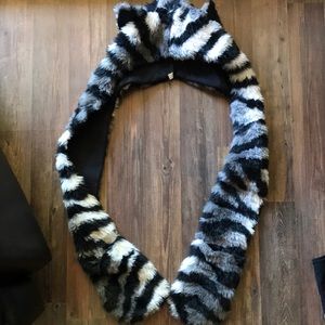 Fuzzy hat with hand warmers